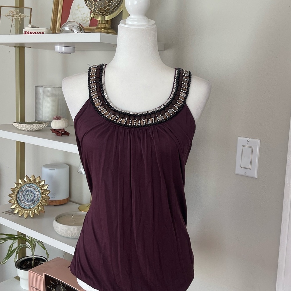 Vintage Forever 21 Embellished Plum Sleeveless Top Size M